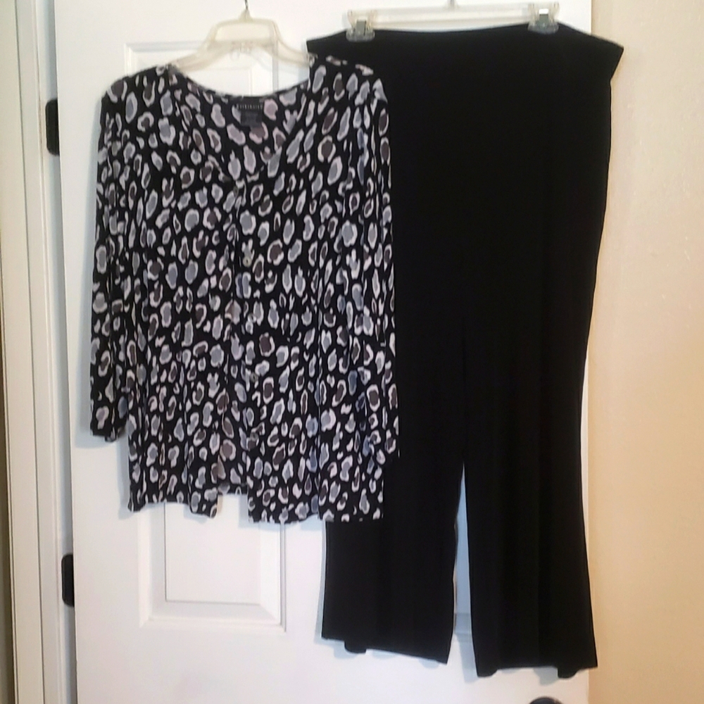 CitiKnits 2 Piece Wide-Leg Ankle Length Set Size XL